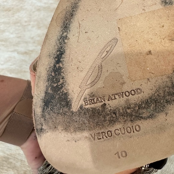 Brian Atwood Gold and Pink Stiletto Heels with Fringe - Picture 5 of 5